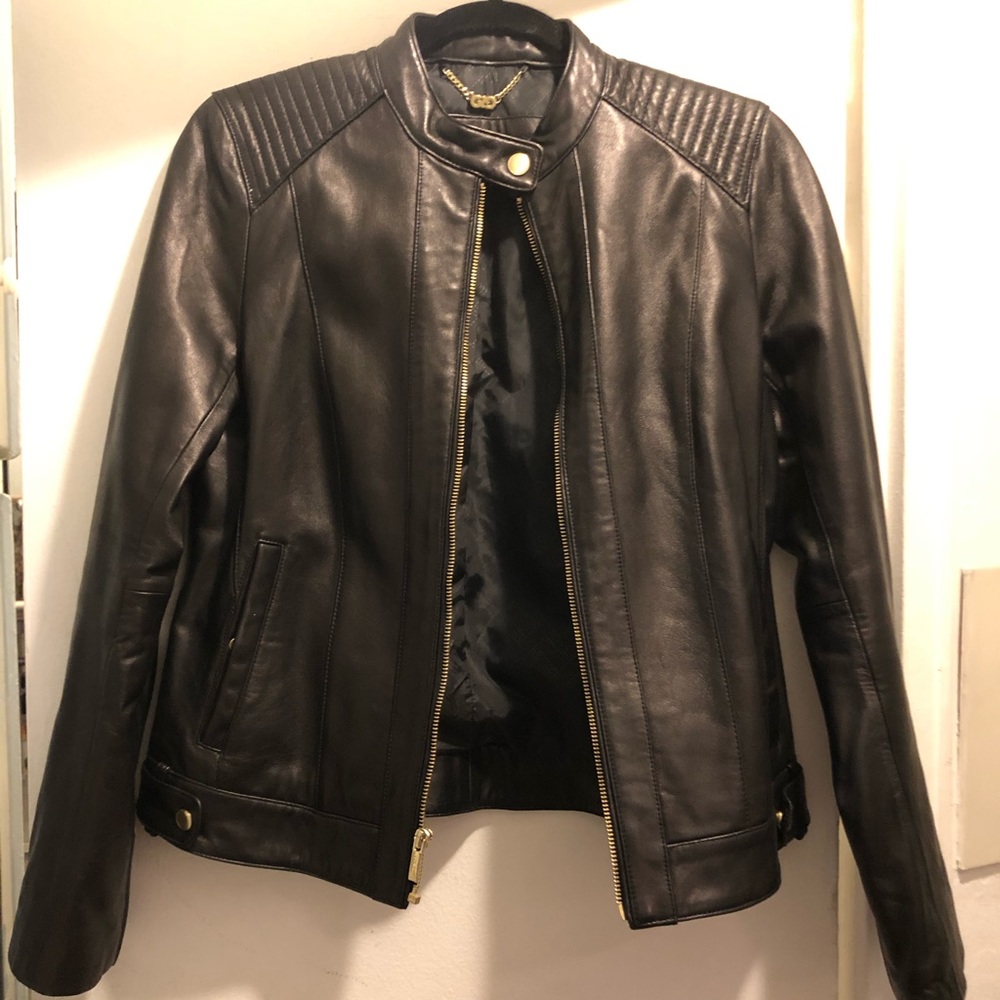 Black Cole Haan Leather Jacket